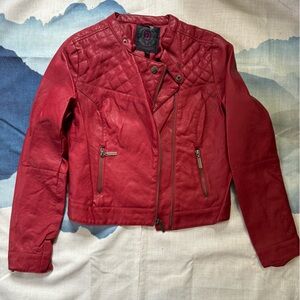 Red Dollhouse Moto Jacket, Faux Leather, Size M